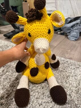Handmade Yellow Crocheted Giraffe Plush Toy by